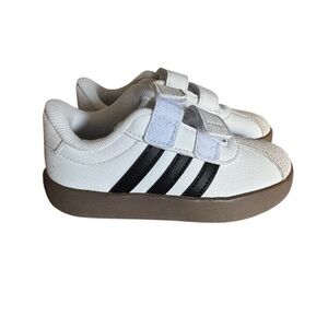 Adidas Kids White and Black Sneakers with Brown Sole, New in Box, Velcro